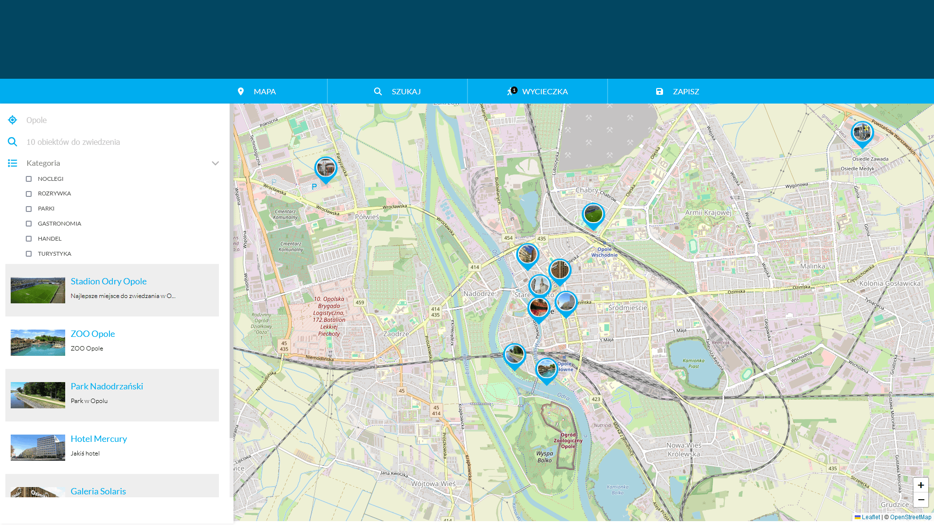 Interactive map of Opole for Tourists